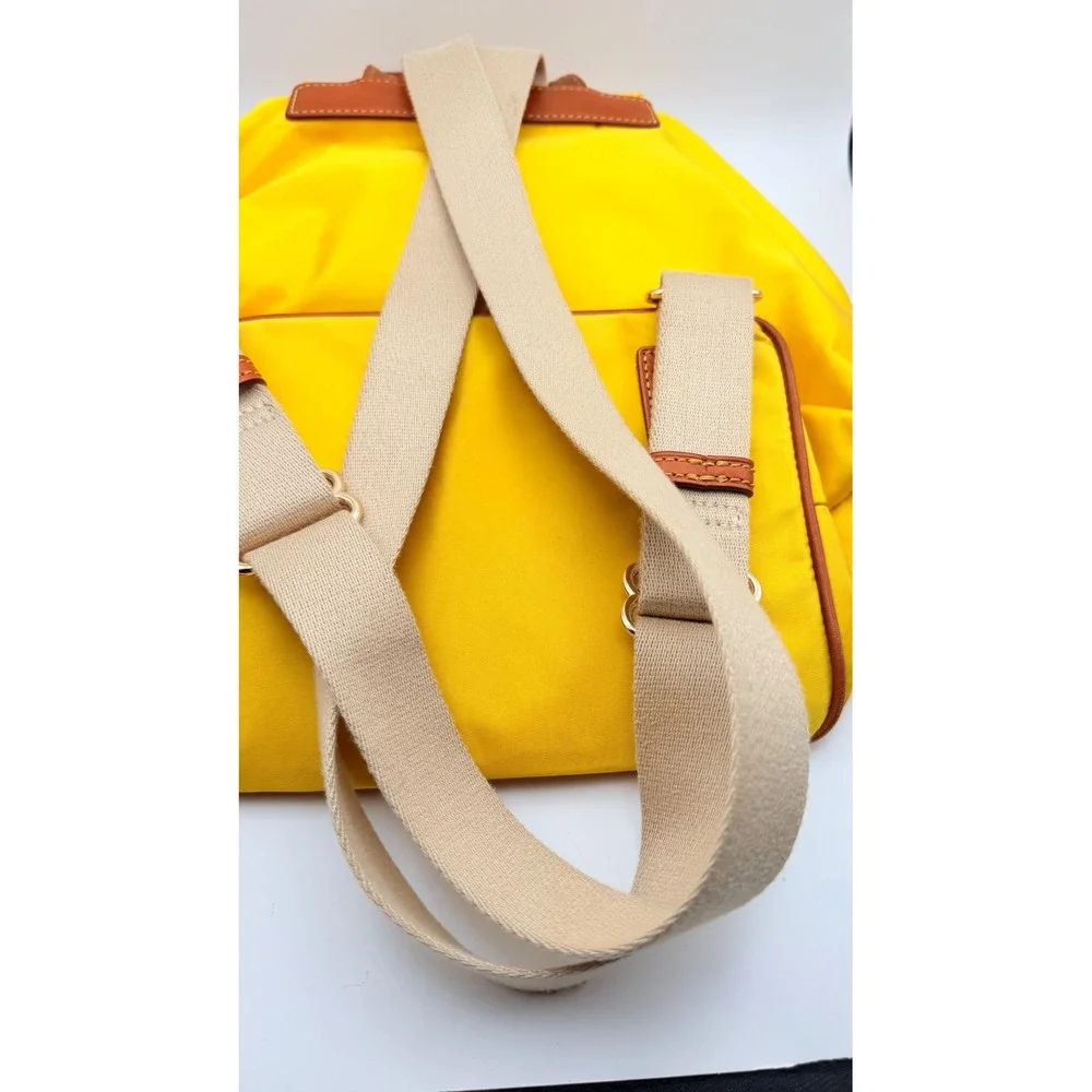 Dooney & Bourke Nylon Murphy Backpack Flap‎ Tassel Drawstring Womens Yellow